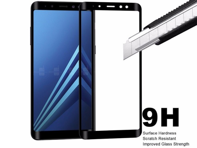 محافظ صفحه نمايش تمام چسب کوکوک مدل 4D Rounded Edges مناسب برای گوشی موبايل سامسونگ A8 Plus