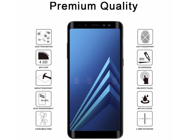 محافظ صفحه نمايش تمام چسب کوکوک مدل 4D Rounded Edges مناسب برای گوشی موبايل سامسونگ A8 Plus