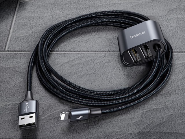 مبدل سه کاره بیسوس مدل Special Data Cable for Backseat مناسب برای سرنشینان عقب خودرو