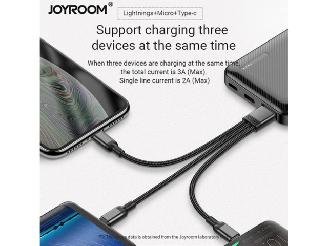 کابل سه سر جویروم مدل S-M416 Portable Series 3in1 Short Cable
