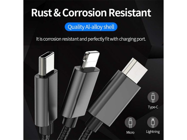 کابل سه سر راک مدل RCB0722 3in1 Metal Stretchable