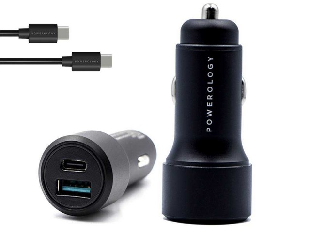 شارژر فندکی فوق العاده سریع پاورولوژی مدل PQCPDCCC Ultra-Quick 36W بهمراه کابل تایپ سی