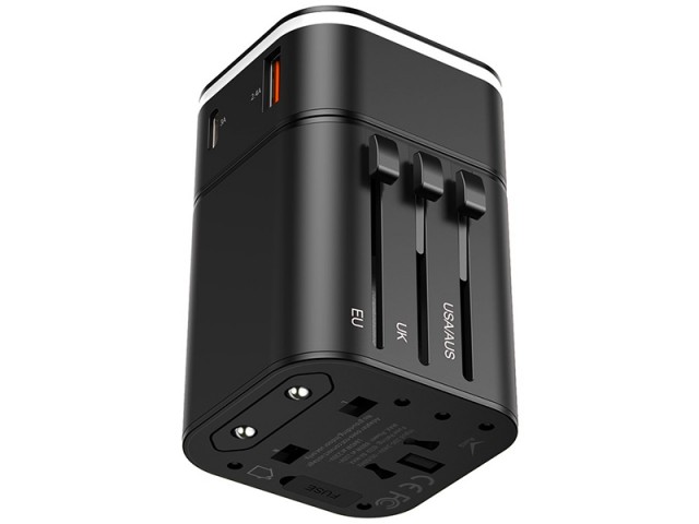 شارژر دیواری و آداپتور جهانی بیسوس مدل  Removable 2in1 universal travel adaptor PPS Quick Charger Edition