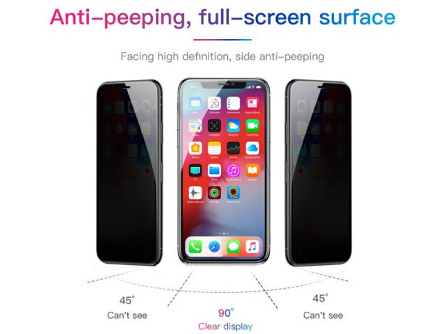 محافظ صفحه نمايش بیسوس مدل Curved Screen Anti-peeping Tempered Glass مناسب برای گوشی موبایل اپل iPhone 11 Pro/XS (پک 2 عددی)