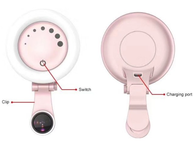 رینگ لایت مدل M-608 به همراه 2 عدد لنز کلیپسی موبایل