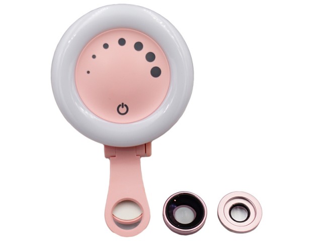 رینگ لایت مدل M-608 به همراه 2 عدد لنز کلیپسی موبایل