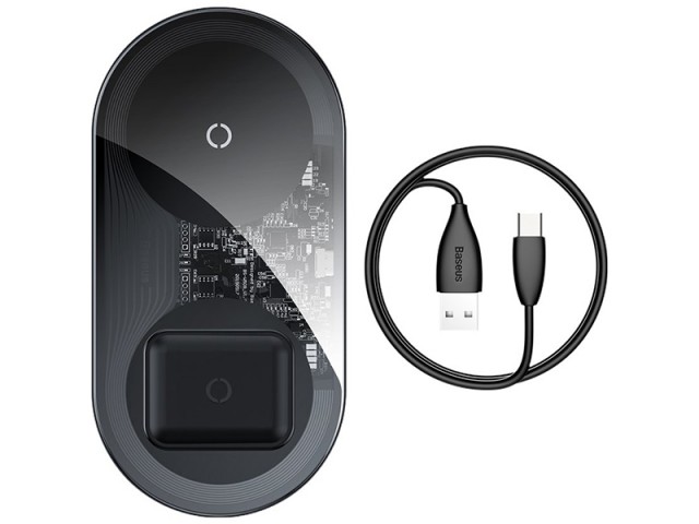 شارژر بی سیم دو کاره بیسوس مدل Simple 2in1 Wireless Charger مناسب برای  گوشی موبایل و ایرپاد
