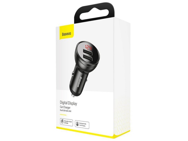 شارژر فندکی فست شارژ بیسوس مدل Digital Display Car Charger