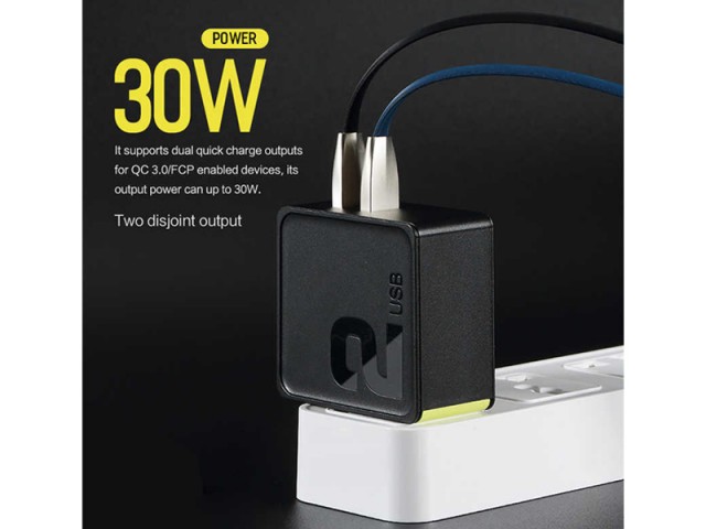 شارژر دیواری فست شارژ 30 وات راک مدل RWC0244 Sugar QC3.0 Travel Charger