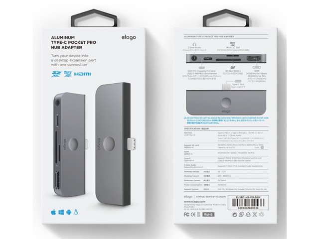 هاب تایپ سی الاگو مدل Type-C Pocket Pro Hub Adapter