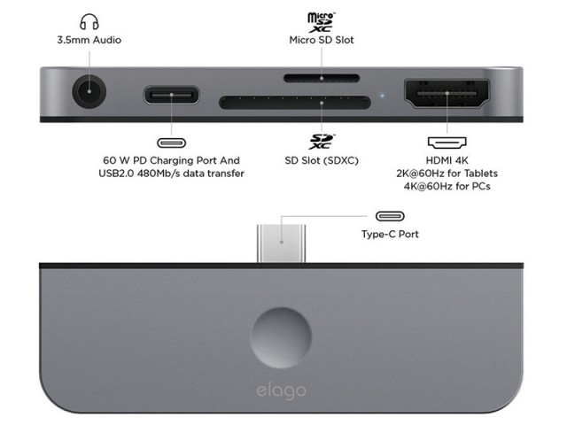 هاب تایپ سی الاگو مدل Type-C Pocket Pro Hub Adapter