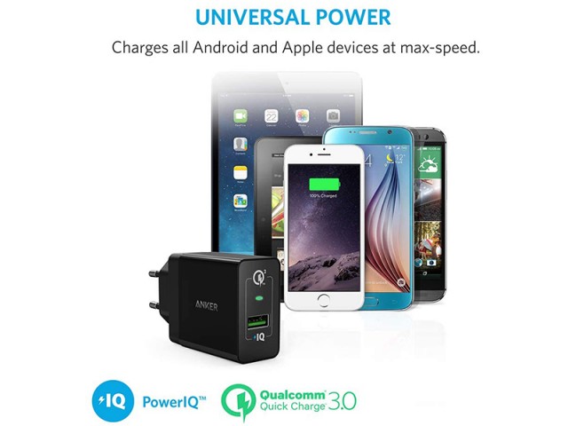 شارژر دیواری فست شارژ انکر مدل A2013 PowerPort+ 1 with Quick Charge 3.0