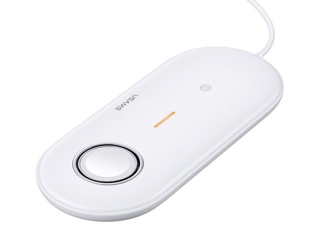 شارژر بی سیم دو کاره یوسمز مدل US-CD119 با قابلیت شارژ گوشی، ایرپاد و اپل واچ سری 1 تا 5