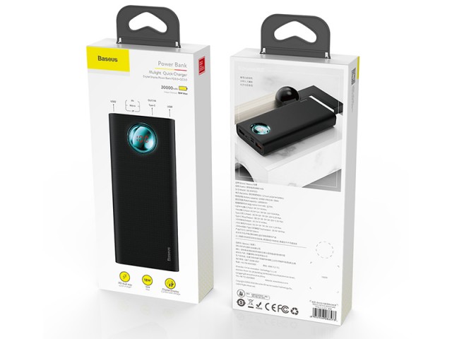 پاور بانک فست شارژ 20000 میلی آمپر بیسوس مدل Mulight Quick Charger