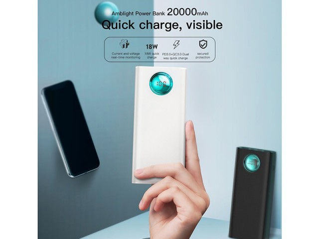 پاور بانک فست شارژ 20000 میلی آمپر بیسوس مدل Mulight Quick Charger