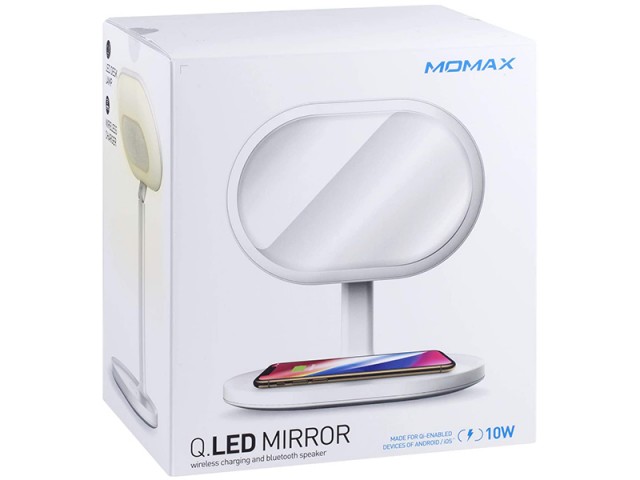 آينه ميكاپ با شارژر بی‌سیم و اسپیکر بلوتوثی مومکس مدل QL13 Q.LED Mirror