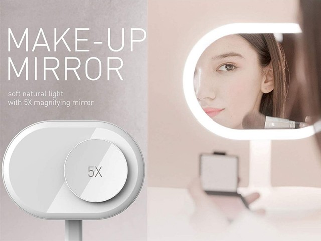 آينه ميكاپ با شارژر بی‌سیم و اسپیکر بلوتوثی مومکس مدل QL13 Q.LED Mirror