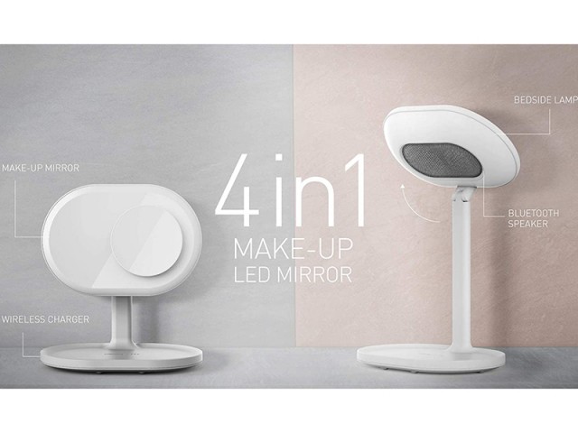 آينه ميكاپ با شارژر بی‌سیم و اسپیکر بلوتوثی مومکس مدل QL13 Q.LED Mirror