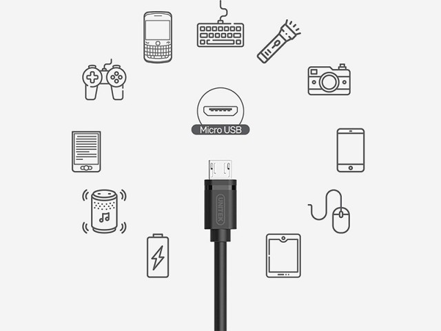 کابل تبدیل USB به MicroUSB یونیتک مدل C4050BK (پک 2 عددی)