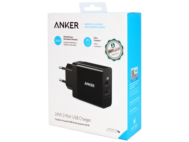 شارژر دیواری فست شارژ انکر مدل A2021 24W 2-Port USB Charger