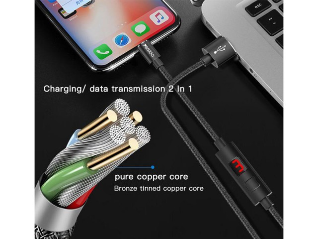 کابل فست شارژ لایتنینگ یسیدو مدل CA46 Timing Cut Off Data Cable دارای قطع کن تایمر دار