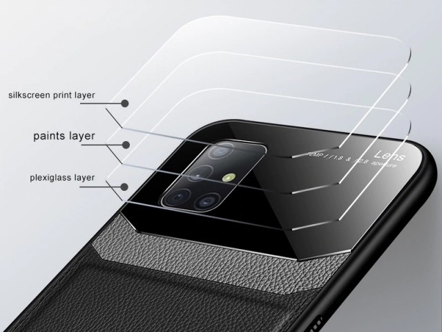 کاور دور دوخت چرم و گلس مدل Delicate Case مناسب برای گوشی موبایل سامسونگ A51