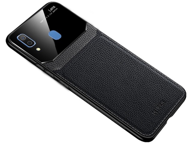 کاور دور دوخت چرم و گلس مدل Delicate Case مناسب برای گوشی موبایل سامسونگ A20/A30