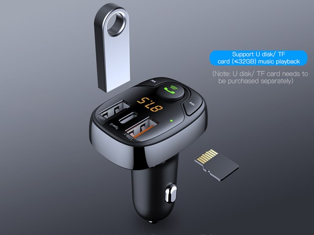 شارژر فندکی فست شارژ با قابلیت پخش موسیقی و مکالمه راک مدل B301 Bluetooth FM Transmitter