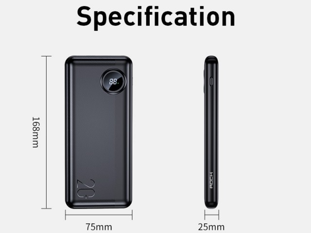 پاور بانک فست شارژ 20000 میلی آمپر راک مدل RMP0411 P75 Camera PD Super Charging