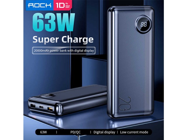 پاور بانک فست شارژ 20000 میلی آمپر راک مدل RMP0411 P75 Camera PD Super Charging