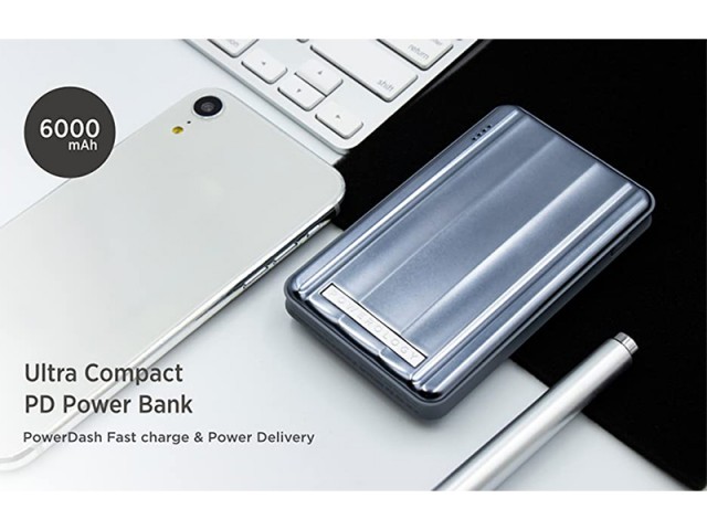 پاور بانک فست شارژ 6000 میلی آمپر پاورولوژی مدل P6PBGY Slim PD Power Bank 18W