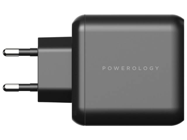 شارژر دیواری فست شارژ 65 وات پاورولوژی مدلP65PDWEUBK GaN Charger
