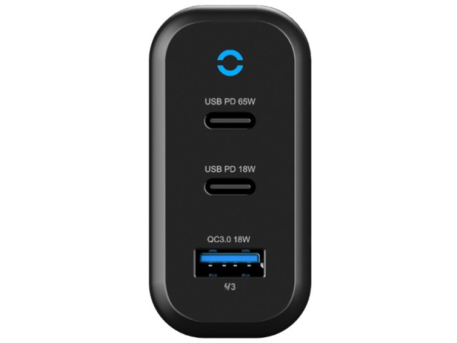 شارژر دیواری فست شارژ 65 وات پاورولوژی مدلP65PDWEUBK GaN Charger