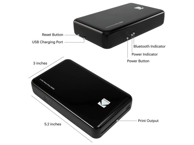 پرینتر قابل حمل چاپ سریع عکس کداک مدل Mini 2 Instant Photo Printer بهمراه کاغذ چاپ عکس 8 عددی