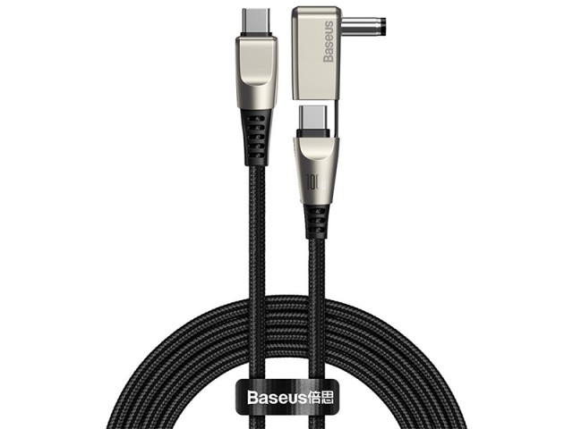 کابل دو سر تایپ سی به سوزنی لپ تاپ بیسوس مدل One-for-two Fast Charging Data Cable Type-C to C+DC 100W CA1T2-A01