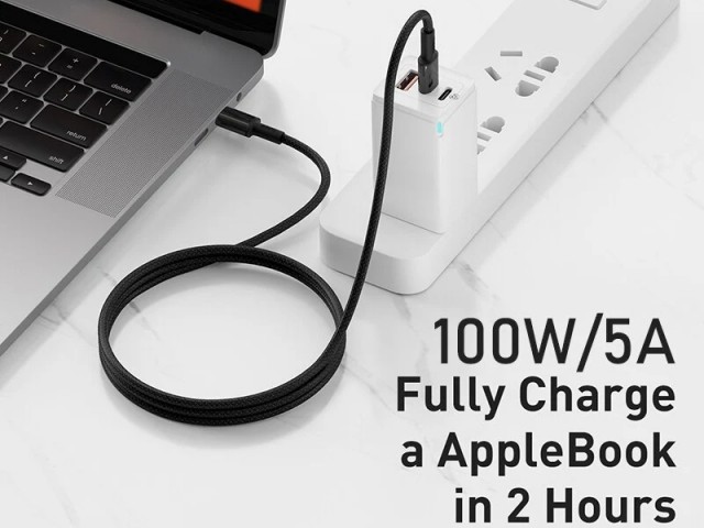 کابل فست شارژ دو سر تایپ سی بیسوس مدل High Density Braided Fast charging Data Cable 100W GATGD-01 به طول 1 متر