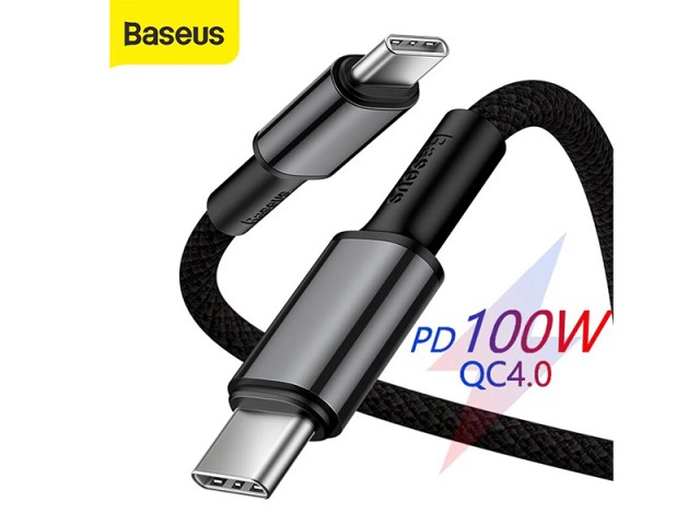 کابل فست شارژ دو سر تایپ سی بیسوس مدل High Density Braided Fast charging Data Cable 100W GATGD-01 به طول 1 متر