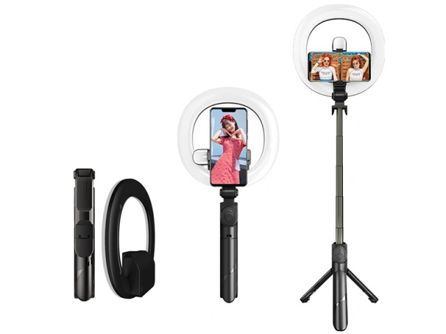 رینگ لایت عکاسی و مونوپاد بلوتوثی سه پایه دار مدل +XT-18S