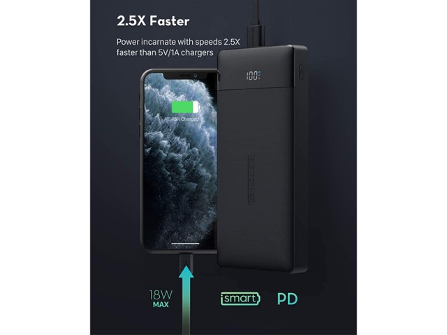 پاور بانک فست شارژ 20000 میلی آمپر راو پاور مدل PD Pioneer 20000mAh 18W 3-Port Power Bank