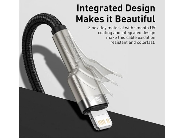کابل پاوربانکی فست شارژ Type-C به Lightning بیسوس مدل Cafule Series Metal Data Cable 20W CATLJK-01 به طول 25 سانتی‌متر
