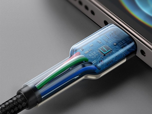 کابل پاوربانکی فست شارژ Type-C به Lightning بیسوس مدل Cafule Series Metal Data Cable 20W CATLJK-01 به طول 25 سانتی‌متر