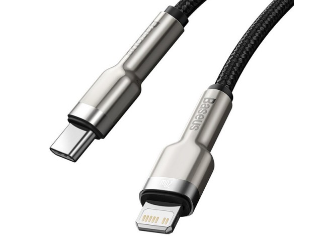 کابل پاوربانکی فست شارژ Type-C به Lightning بیسوس مدل Cafule Series Metal Data Cable 20W CATLJK-01 به طول 25 سانتی‌متر