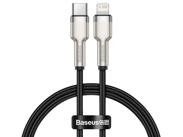 کابل پاوربانکی فست شارژ Type-C به Lightning بیسوس مدل Cafule Series Metal Data Cable 20W CATLJK-01 به طول 25 سانتی‌متر