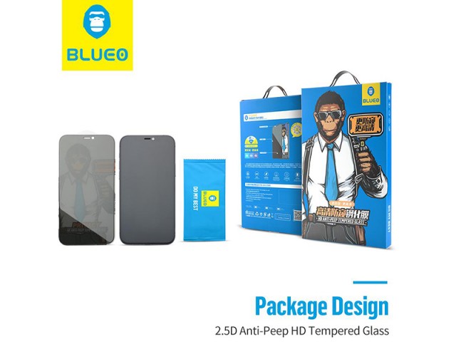محافظ صفحه نمایش پرایوسی بلوئو مدل Privacy HD ANTI-PEEP Tempered Glass مناسب برای گوشی موبایل iPhone 12 mini