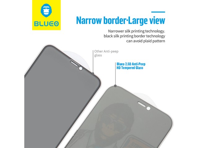 محافظ صفحه نمایش پرایوسی بلوئو مدل Privacy HD ANTI-PEEP Tempered Glass مناسب برای گوشی موبایل iPhone 12 mini