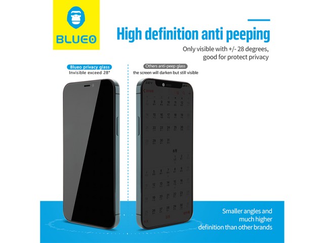 محافظ صفحه نمایش پرایوسی بلوئو مدل Privacy HD ANTI-PEEP Tempered Glass مناسب برای گوشی موبایل iPhone 12 Pro Max