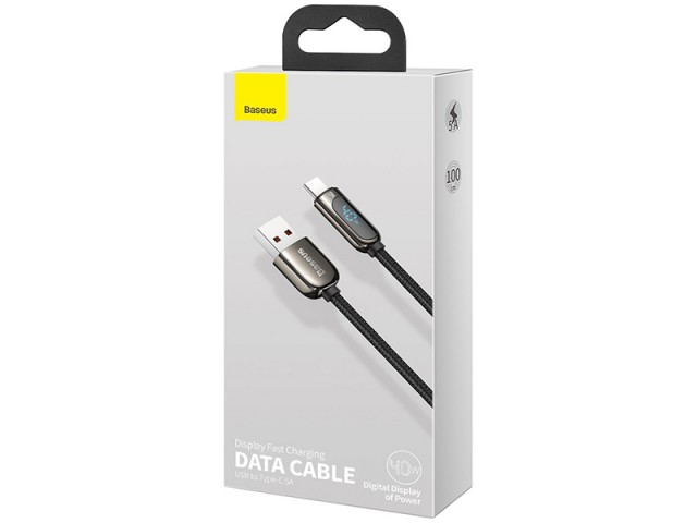 کابل فست شارژ تایپ سی بیسوس مدل Display Fast Charging Data Cable CATSK-01 دارای قطع کن خودکار