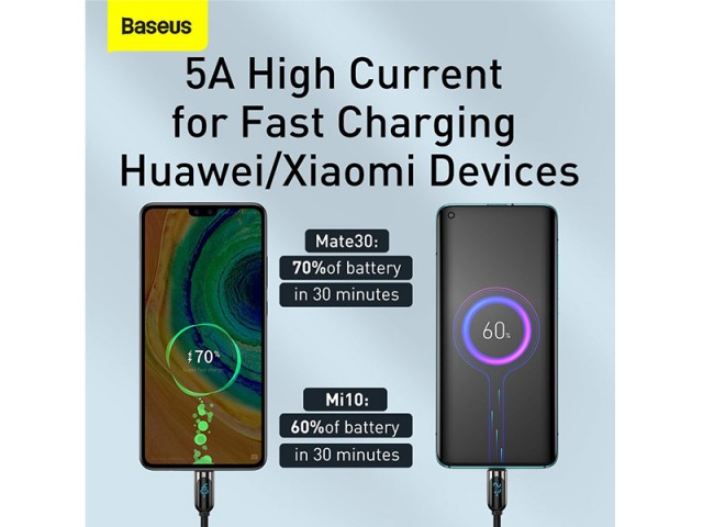 کابل فست شارژ تایپ سی بیسوس مدل Display Fast Charging Data Cable CATSK-01 دارای قطع کن خودکار