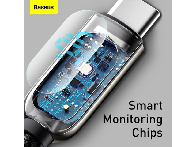 کابل فست شارژ تایپ سی بیسوس مدل Display Fast Charging Data Cable CATSK-01 دارای قطع کن خودکار
