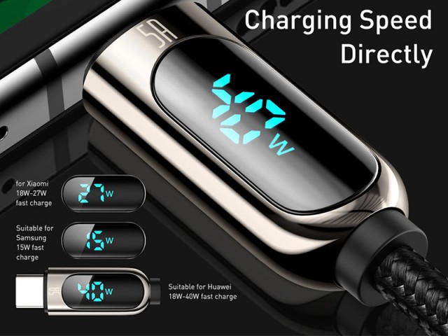 کابل فست شارژ تایپ سی بیسوس مدل Display Fast Charging Data Cable CATSK-01 دارای قطع کن خودکار